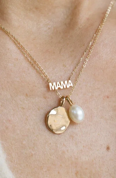Made By Mary Solid Gold Mama Necklace In Gold