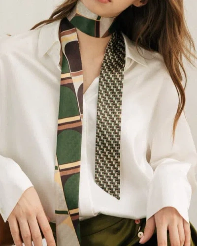 Lost Pattern Modular Silk Skinny Scarf In Multi
