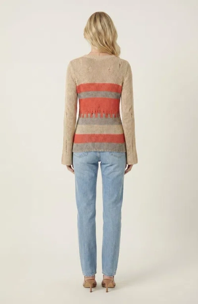 Modenaire Distressed Stripe Knit Sweater In Multi