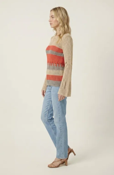 Modenaire Distressed Stripe Knit Sweater In Multi