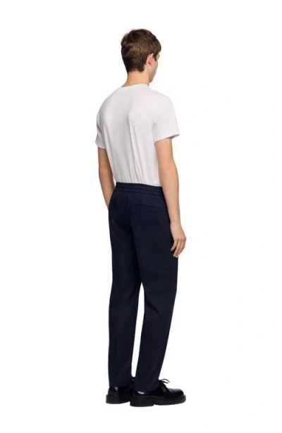 Sandro Elasticated Straight-leg Trousers In Black