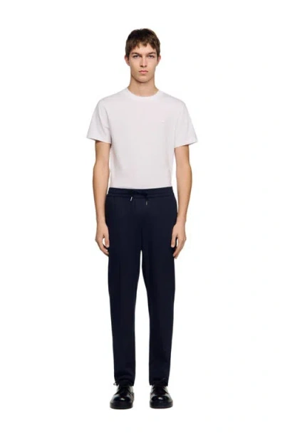 Sandro Elasticated Straight-leg Trousers In Black