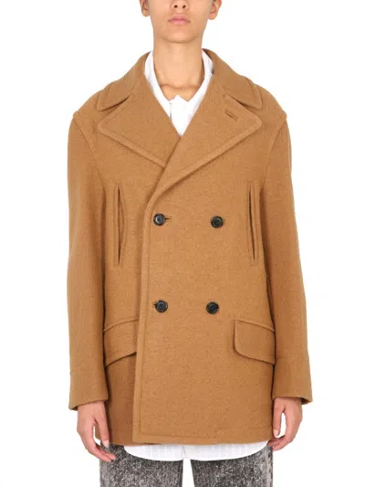 Marni Double-breasted Jacket With Mirror Lapels In Brown