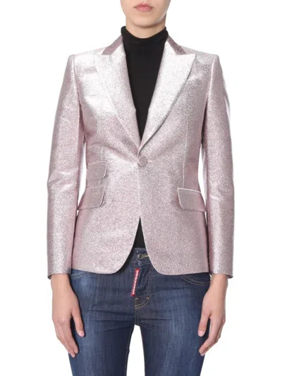 Dsquared2 Dsquared Chic Padded Shoulder Smoking Jacket In Pink