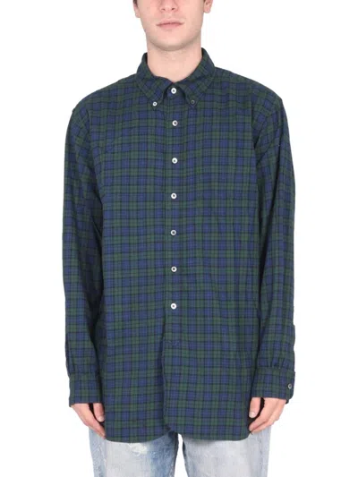 Engineered Garments Relaxed Fit Shirt Button Collar Plaid In Black