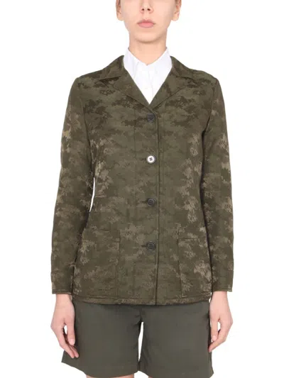 Aspesi Green Camouflage Patterned Regular Fit Jacket In Multi