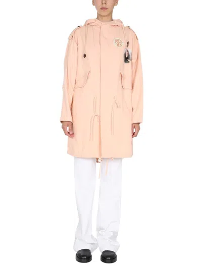 Raf Simons Parka With Logo Patch In Gold