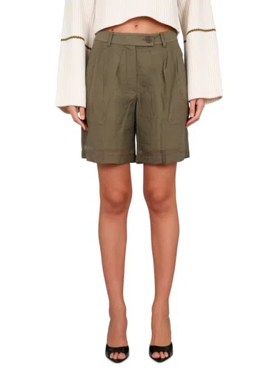 Helmut Lang Mini Short With Zip And Button Closure In Green
