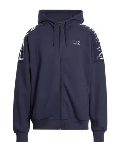 Ea7 Pull Rope Hooded Sweater In Blue