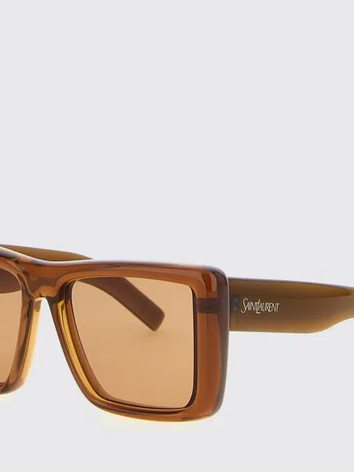Saint Laurent Howl Rectangular Sunglasses Nylon Lenses Temples In Brown