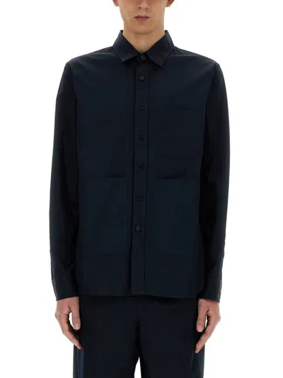 Aspesi Structured Button-up Shirt In Blue