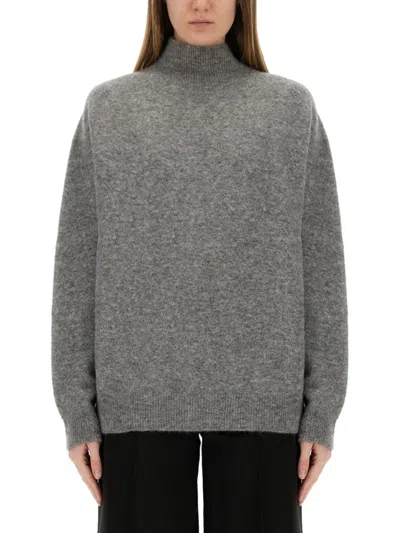 Alysi Relaxed Fit Grey Turtleneck Shirt In Gray