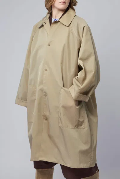 Sofie D'hoore Long Raglan Sleeve Coat Front Patch Pockets In Neutral