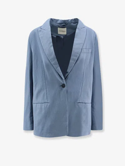 Closed Single-breasted Peak-lapel Blazer In Blue