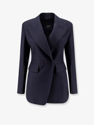 Seafarer Gilda Tailored Jacket Back Vent Lapels In Blue