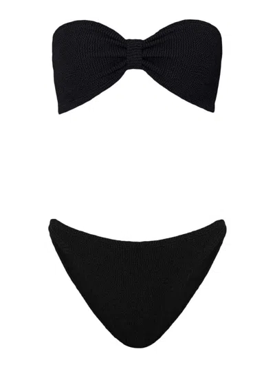 Hunza G Jean Crinkle-effect Bandeau Bikini In Black