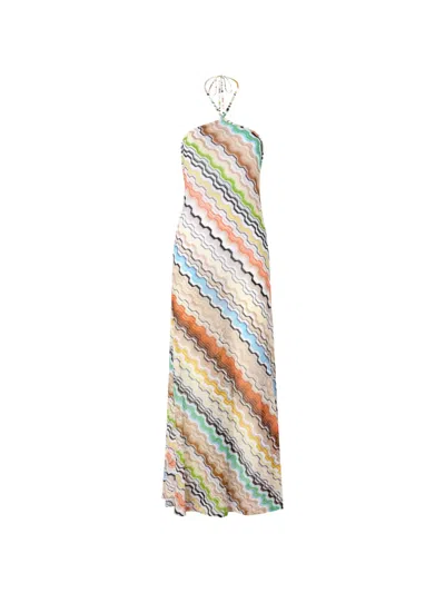 Missoni Patterned Halterneck Maxi Dress In Multi