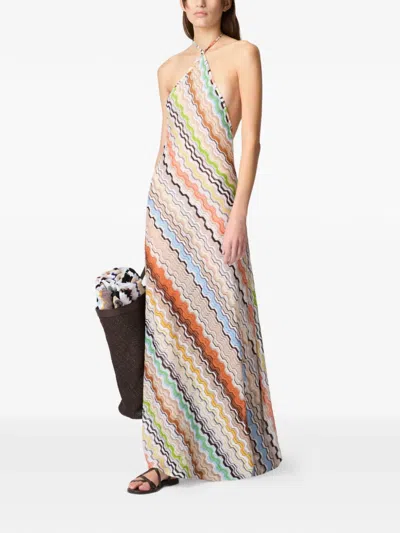 Missoni Patterned Halterneck Maxi Dress In Multi