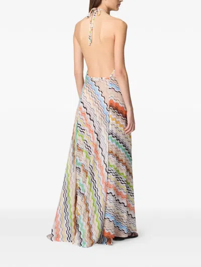 Missoni Patterned Halterneck Maxi Dress In Multi