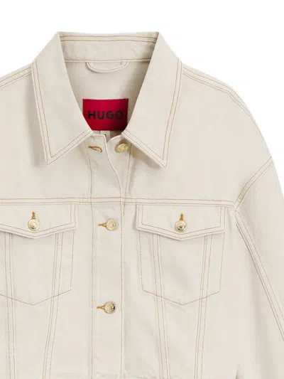 Hugo Boss Buttoned Crop-style Jacket In White