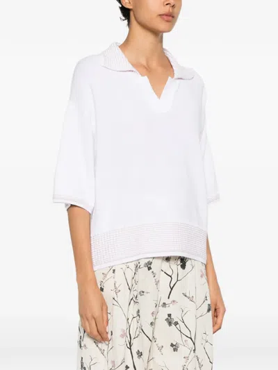 Fedeli Gingham-check-trim Sweater In White