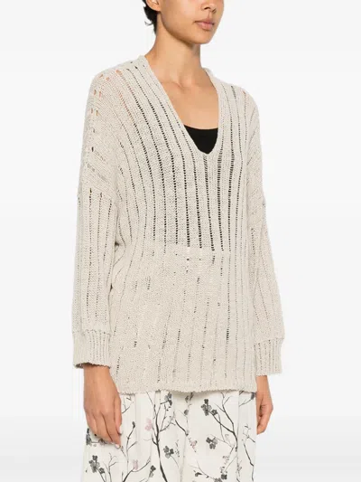 Fedeli Open-knit Sweater In Neutral