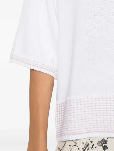 Fedeli Gingham-check-trim Sweater In White