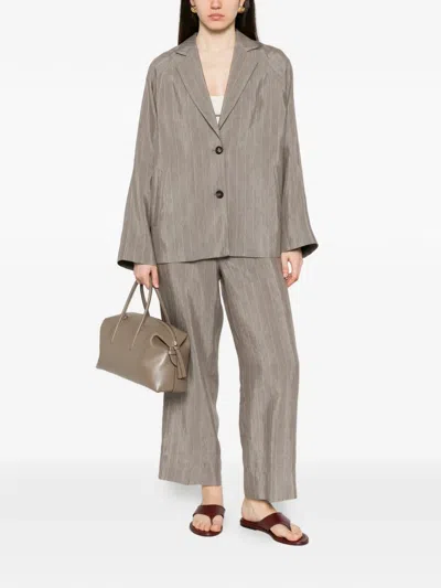 Panicale Pinstripe-pattern Notched-lapels Jacket In Brown