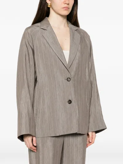 Panicale Pinstripe-pattern Notched-lapels Jacket In Brown