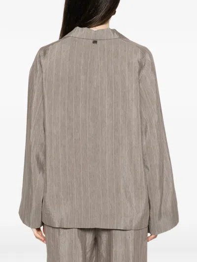 Panicale Pinstripe-pattern Notched-lapels Jacket In Brown