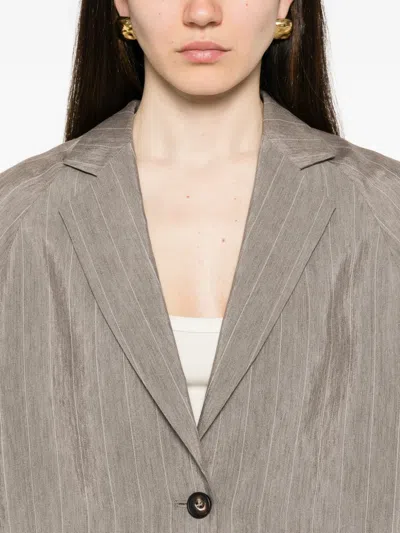 Panicale Pinstripe-pattern Notched-lapels Jacket In Brown