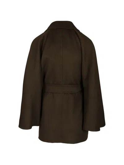 Max Mara Belted Oversized Coat In Green