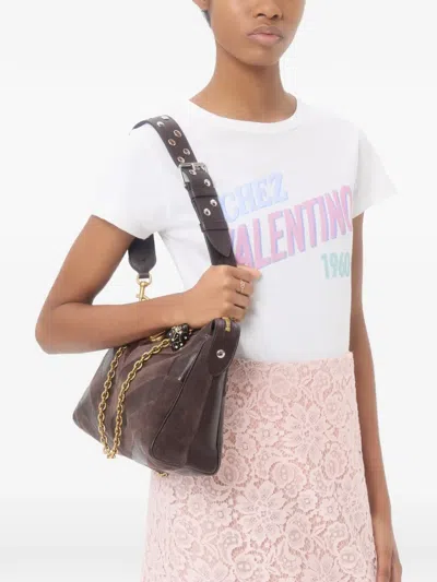 Valentino Womens Bianco Text-print Round-neck Cotton T-shirt In White