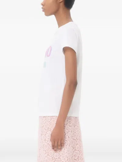 Valentino Womens Bianco Text-print Round-neck Cotton T-shirt In White