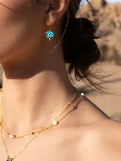 Ottoman Hands Alara Evil Eye Drop Earrings In Gold