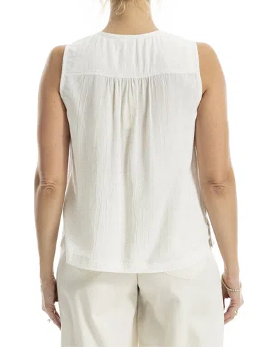 Max Studio Pleated Button-front Linen-blend Blouse In White