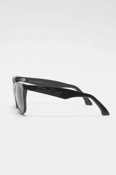Acne Studios Logo-detail Square-frame Sunglasses In Black