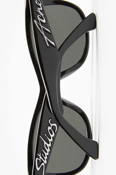 Acne Studios Logo-detail Square-frame Sunglasses In Black