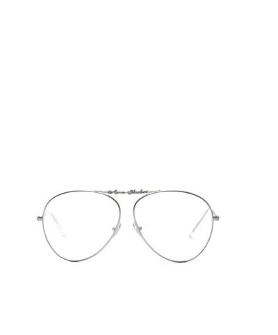 Acne Studios Logo-detail Pilot-frame Glasses In Metallic