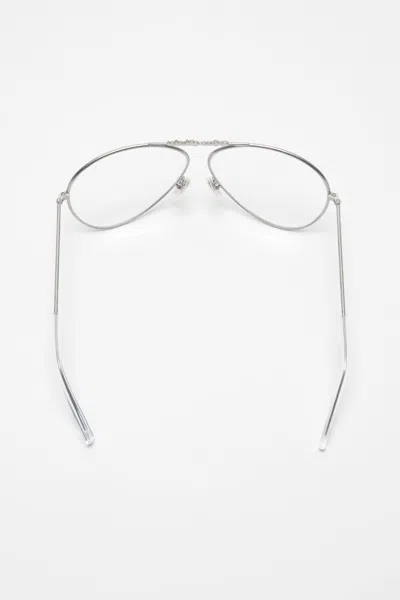 Acne Studios Logo-detail Pilot-frame Glasses In Metallic