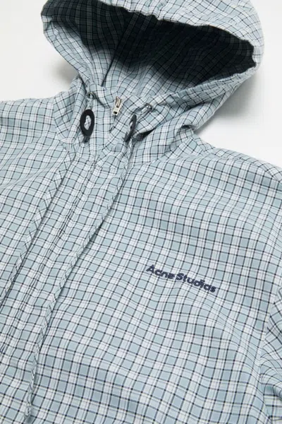 Acne Studios Check-pattern Hooded Jacket In Blue