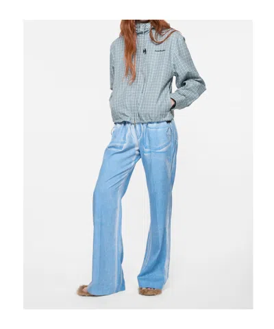 Acne Studios Check-pattern Hooded Jacket In Blue