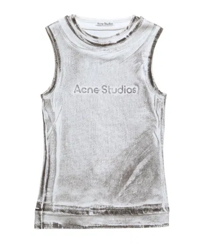 Acne Studios Logo-print Top In Silver