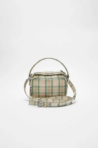 Acne Studios Check-print Leather Cross Body Bag In Neutral
