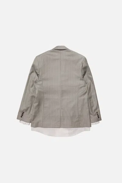 Acne Studios Pinstripe-pattern Layered Blazer In Gray