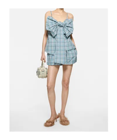 Acne Studios Check-pattern Bubble Shorts In Blue