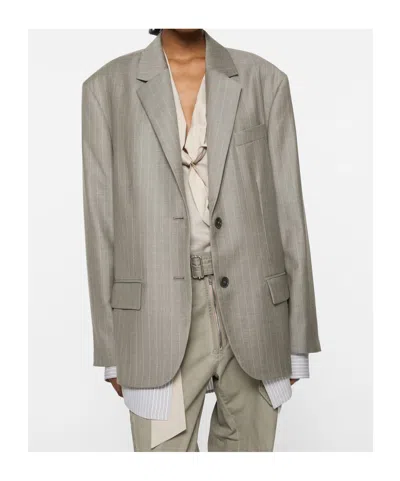 Acne Studios Pinstripe-pattern Layered Blazer In Gray