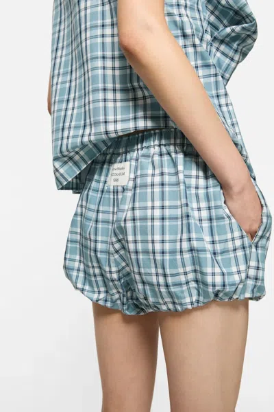 Acne Studios Check-pattern Bubble Shorts In Blue