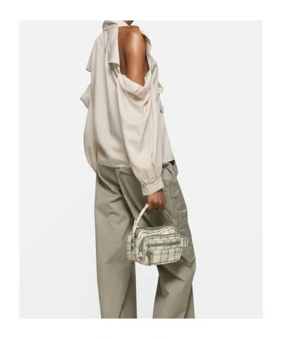 Acne Studios Check-print Leather Cross Body Bag In Neutral