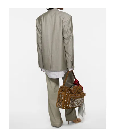 Acne Studios Pinstripe-pattern Layered Blazer In Gray